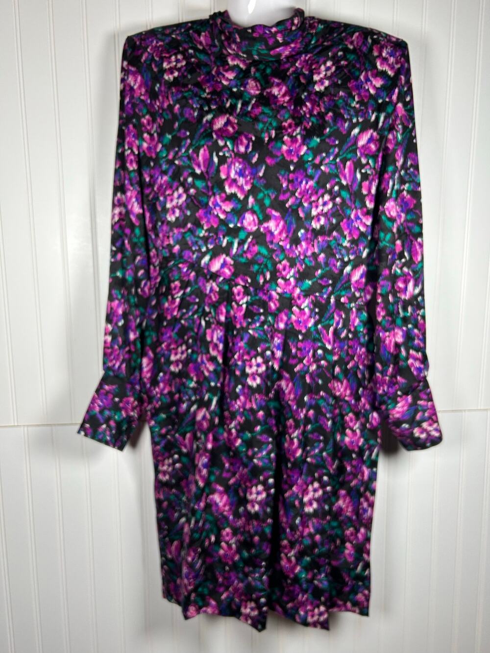 Selk studio floral % silk knee length drop waist high neck dress women’s size 12